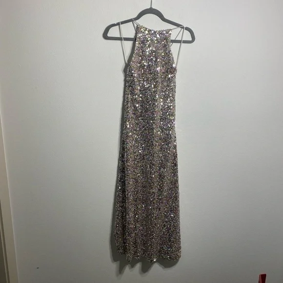 Zara Viral colorful SEQUIN KNIT HALTER DRESS NWT